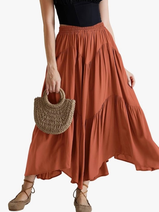 Scarlet Darkness Dresses & Skirts - Scarlet Darkness High Waist Tiered Renaissance Maxi Skirt Gothic Orange Large